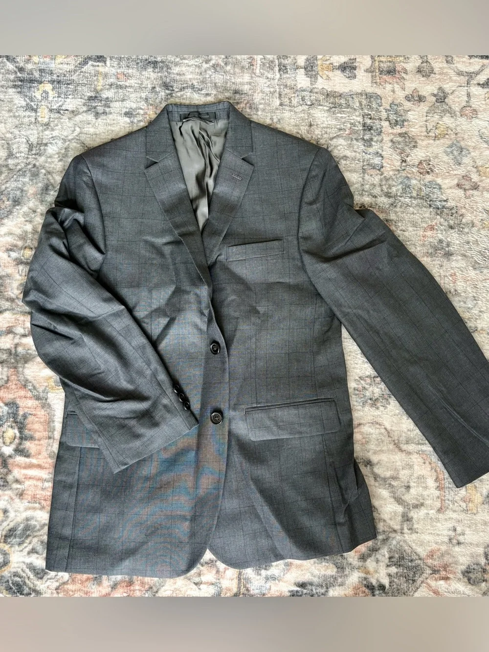 Ralph Lauren Charcoal Gray Windowpane Blazer